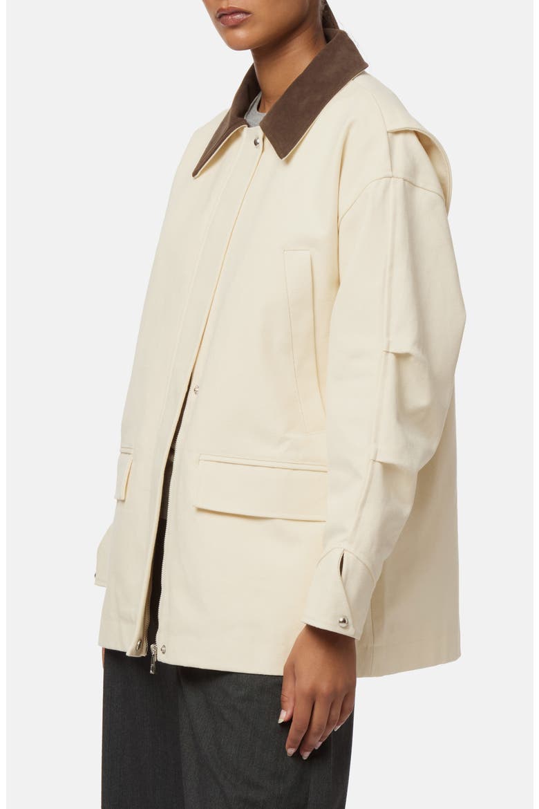 Clive Canvas Workwear Jacket, Alternate, color, OFF WHITE/ DARK BROWN