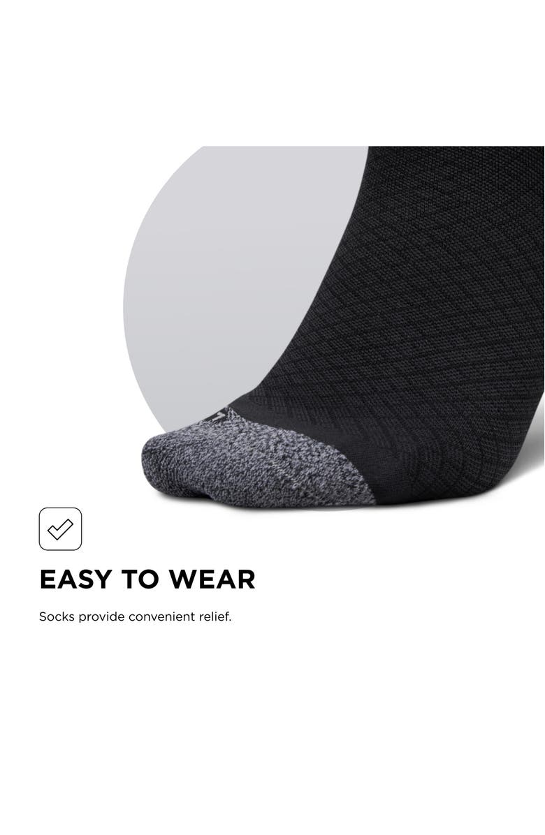 Feetures Plantar Fasciitis Relief Light Cushion Mini Crew Targeted Arch & Plantar Fascia Support, Alternate, color, Black