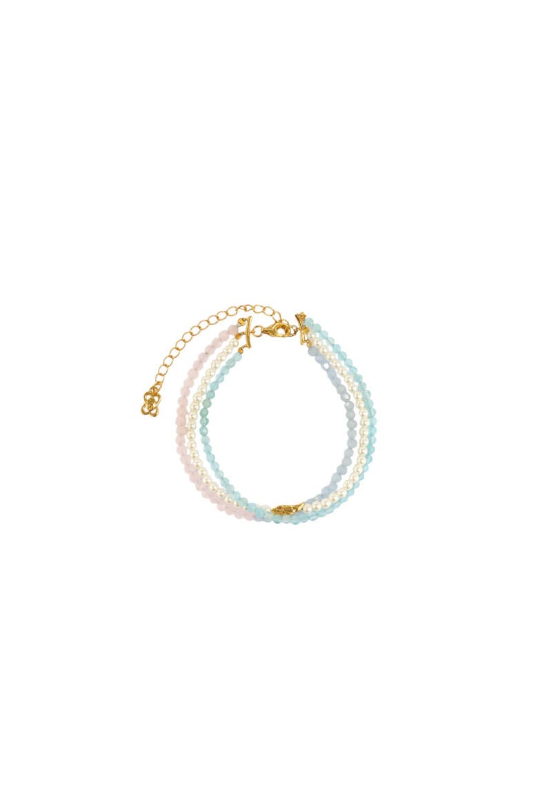 Waterproof Layered Beaded Bracelet, Main, color, Gold