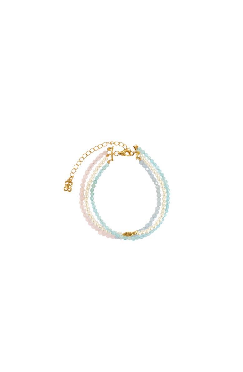 Ottoman Hands Waterproof Layered Beaded Bracelet, Main, color, Gold