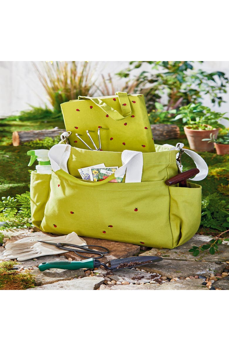 tag Ladybug Garden Tote Green Multi Cotton Spring, Alternate, color, Green