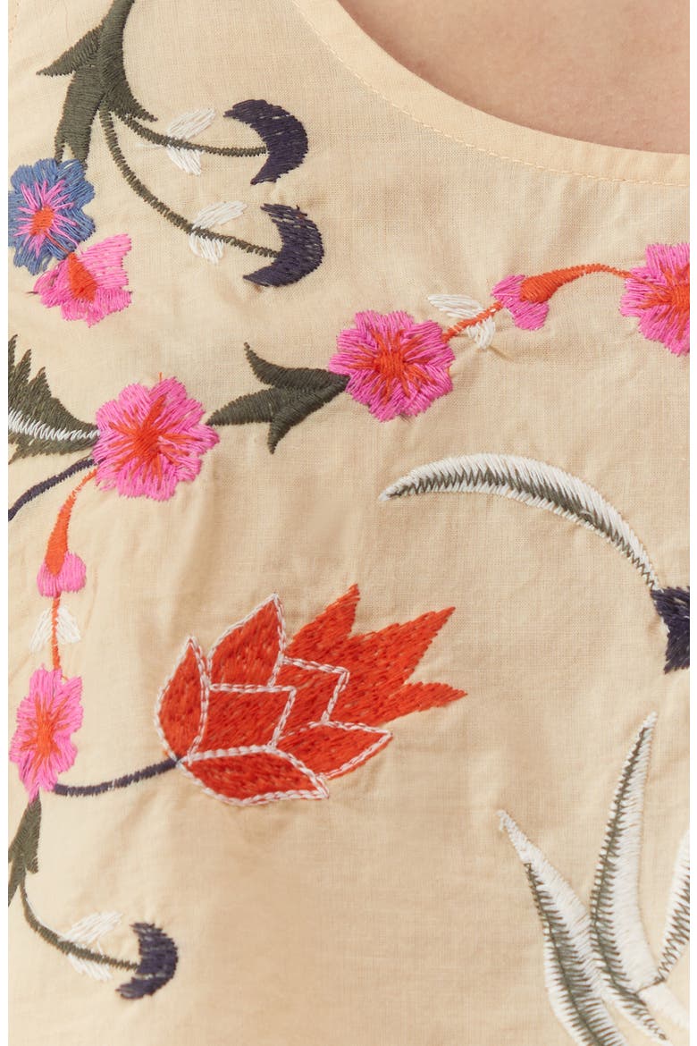 Floral Embroidered Cotton Crop Tank, Alternate, color, ECRU