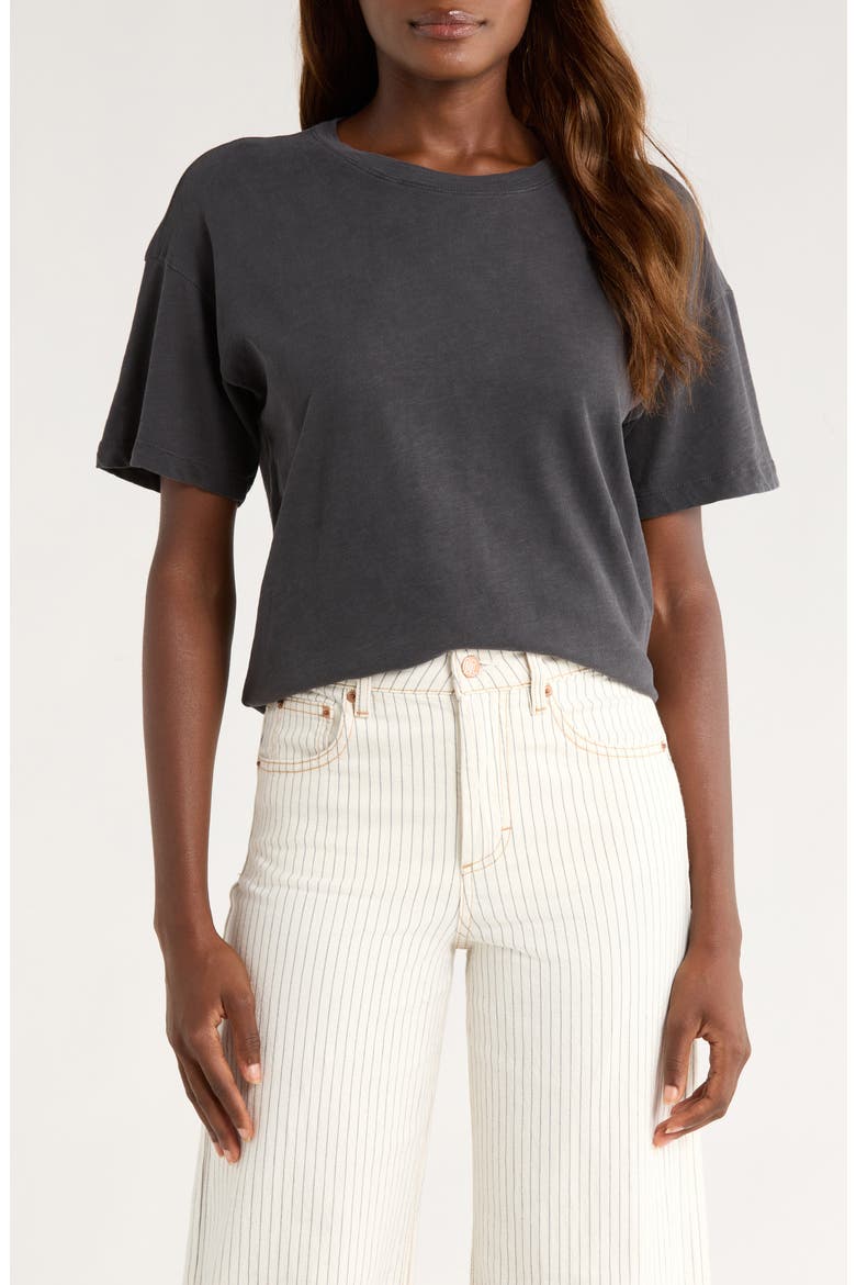 Oversize Cotton Slub T-Shirt, Main, color, BLACK