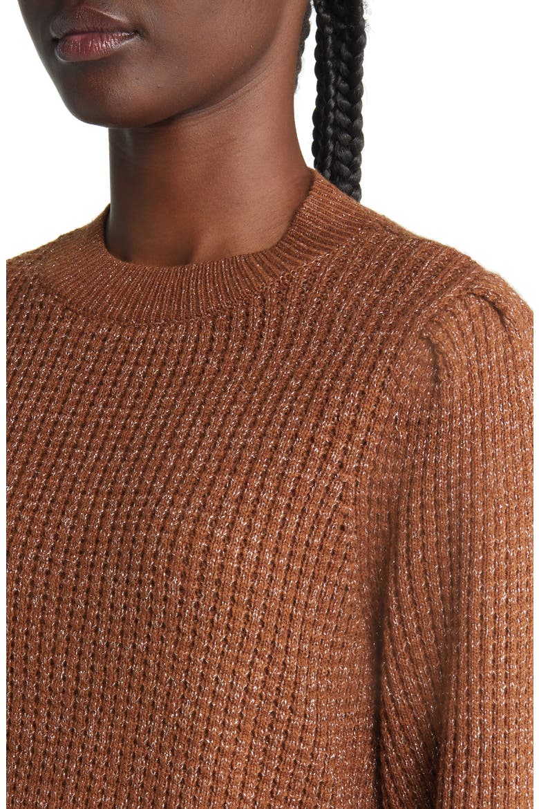 Peekaboo Sweater, Alternate, color, BROWN BISON- SILVER