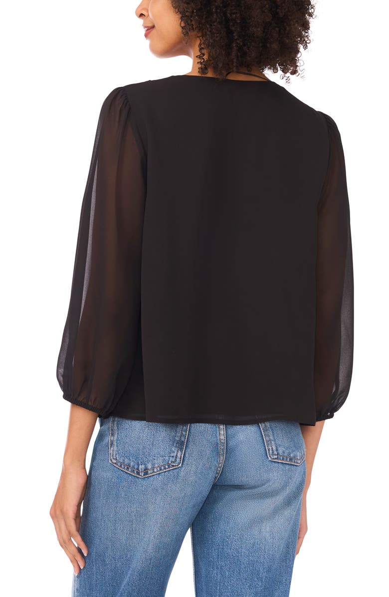Vince Camuto Ruffle Chiffon Top, Alternate, color, Rich Black