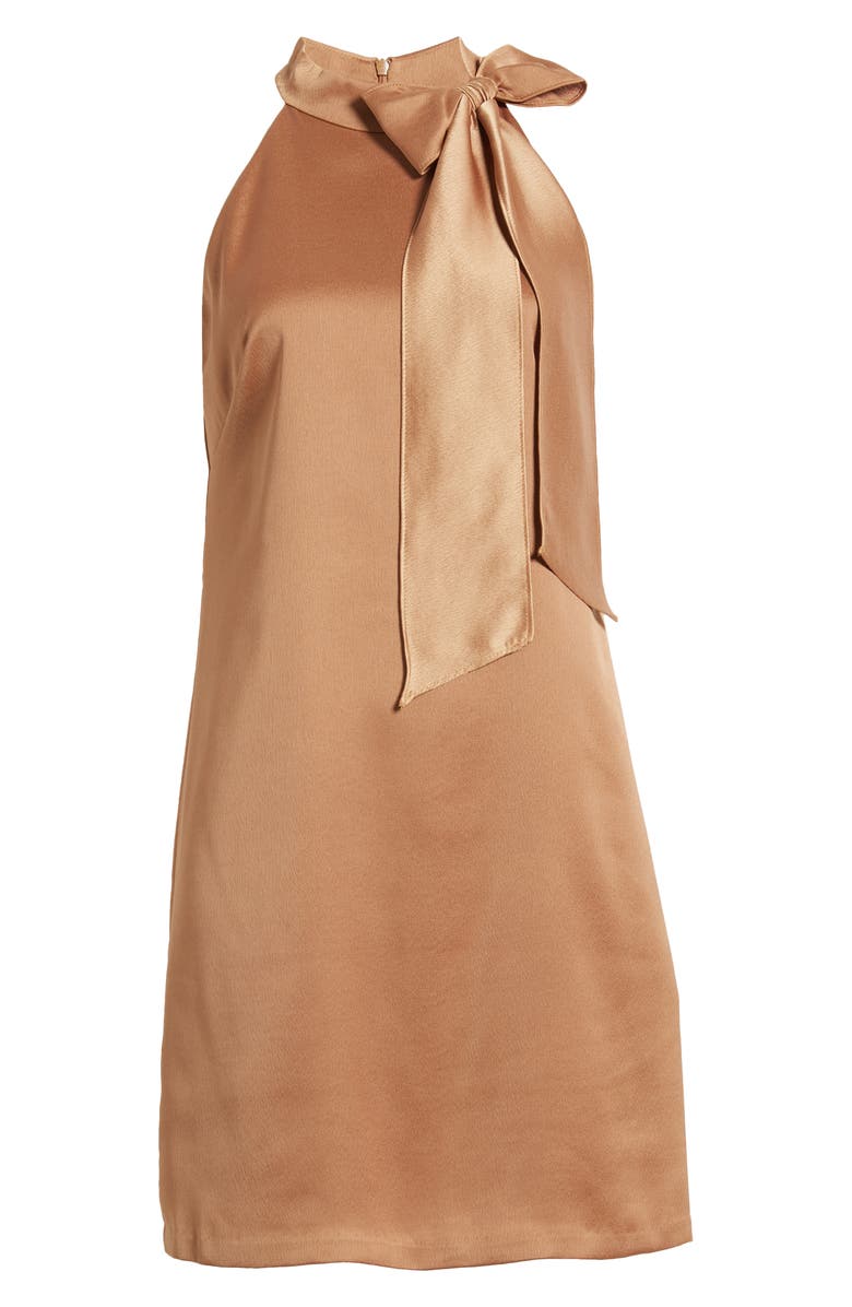 Vince Camuto Bow Neck Satin Shift Dress, Alternate, color,