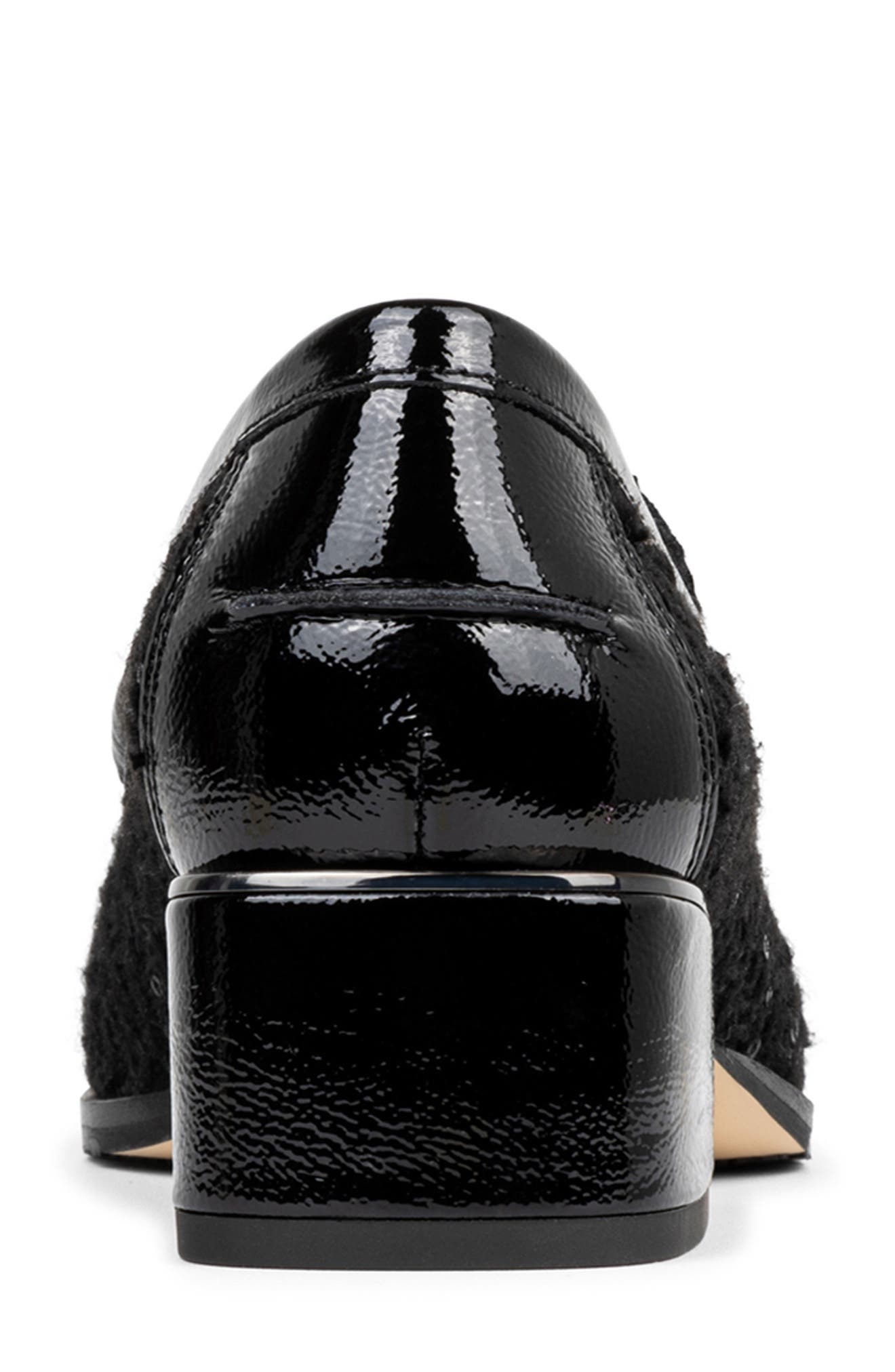 Donald Pliner Tailored Heel Bouclé Loafer, Alternate, color, Black Sequin