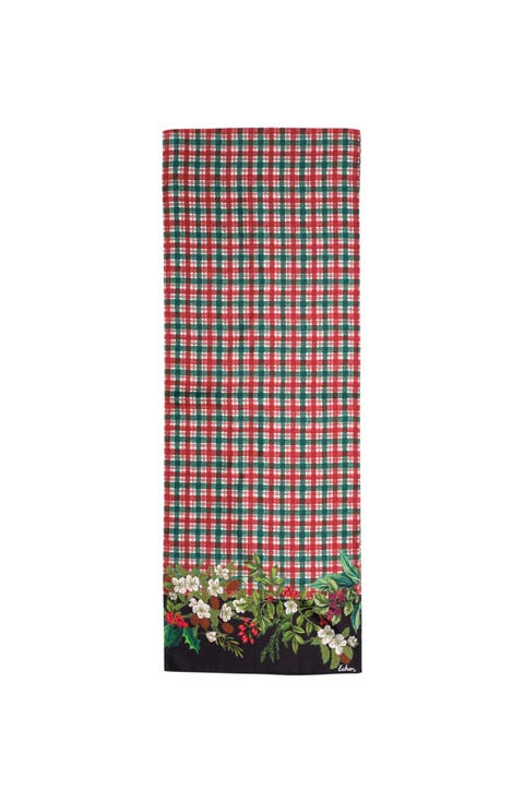Holly Garland Plaid Silk Scarf