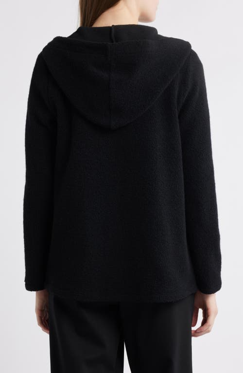 Eileen Fisher Open Front Recycled Wool Blend Bouclé Hooded Jacket