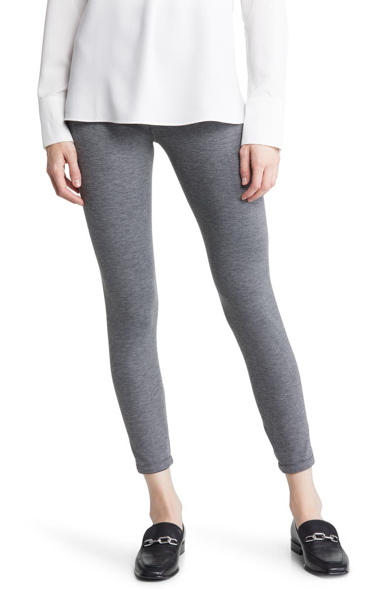 Hue Reversible Ponte Knit Crop Leggings, Alternate, color, Black/ Gray