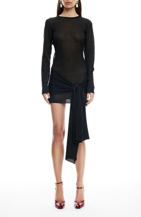 Ford O-Ring Long Sleeve Mesh Minidress