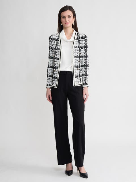 Tailored Faux Double Breasted Knit Jacket