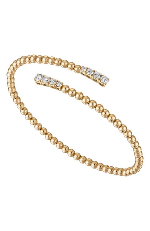 Bubbles 14k Gold Diamond Double Wrap Flex Bangle