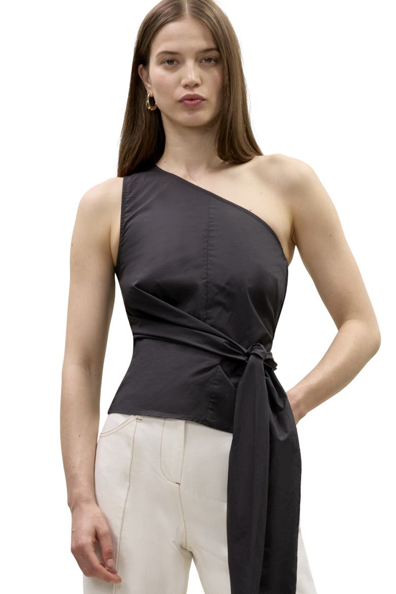 Isla Poplin Top, Main, color, Black