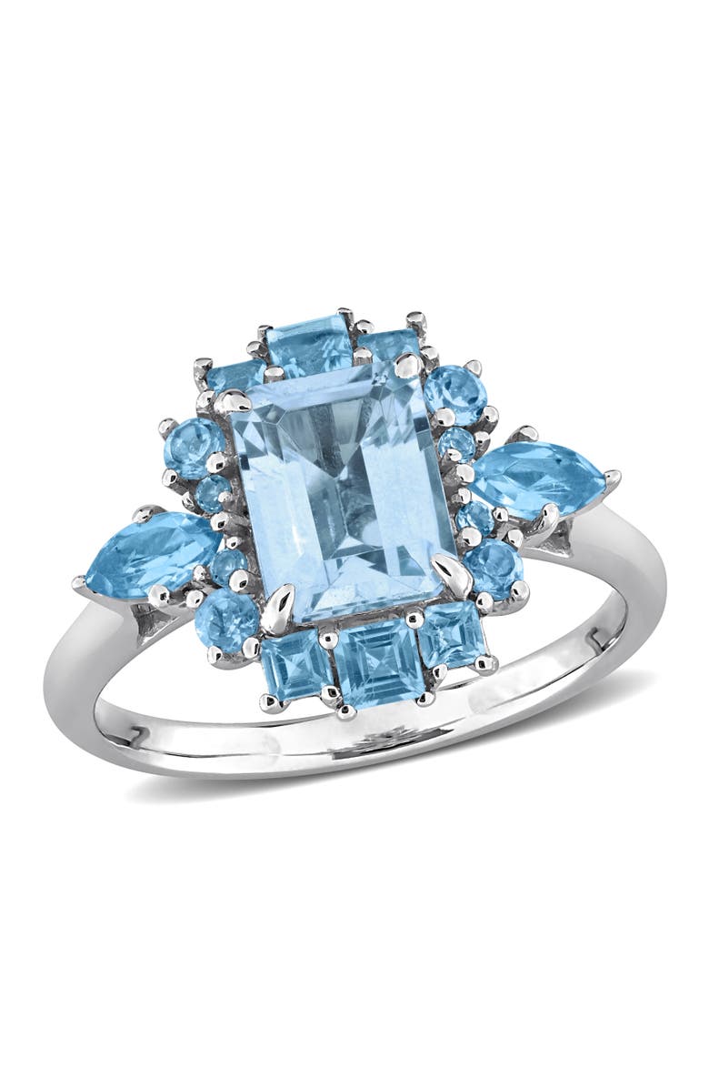 Julianna B. Blue Topaz Cluster Halo Ring 14k, Main, color, Topaz