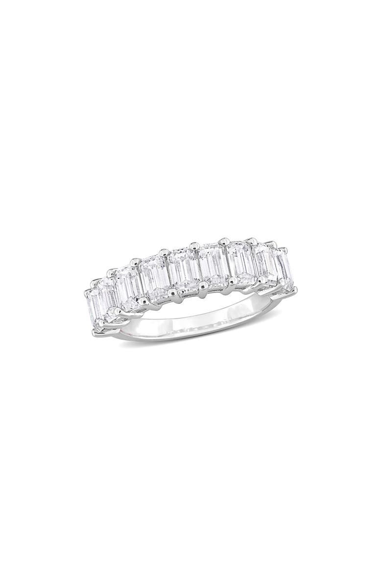 DELMAR Sterling Silver Created Moissanite Octagon Band Ring, Main, color, White/ Silver