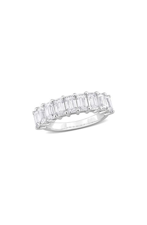 Sterling Silver Created Moissanite Octagon Band Ring