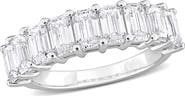 DELMAR Sterling Silver Created Moissanite Octagon Band Ring