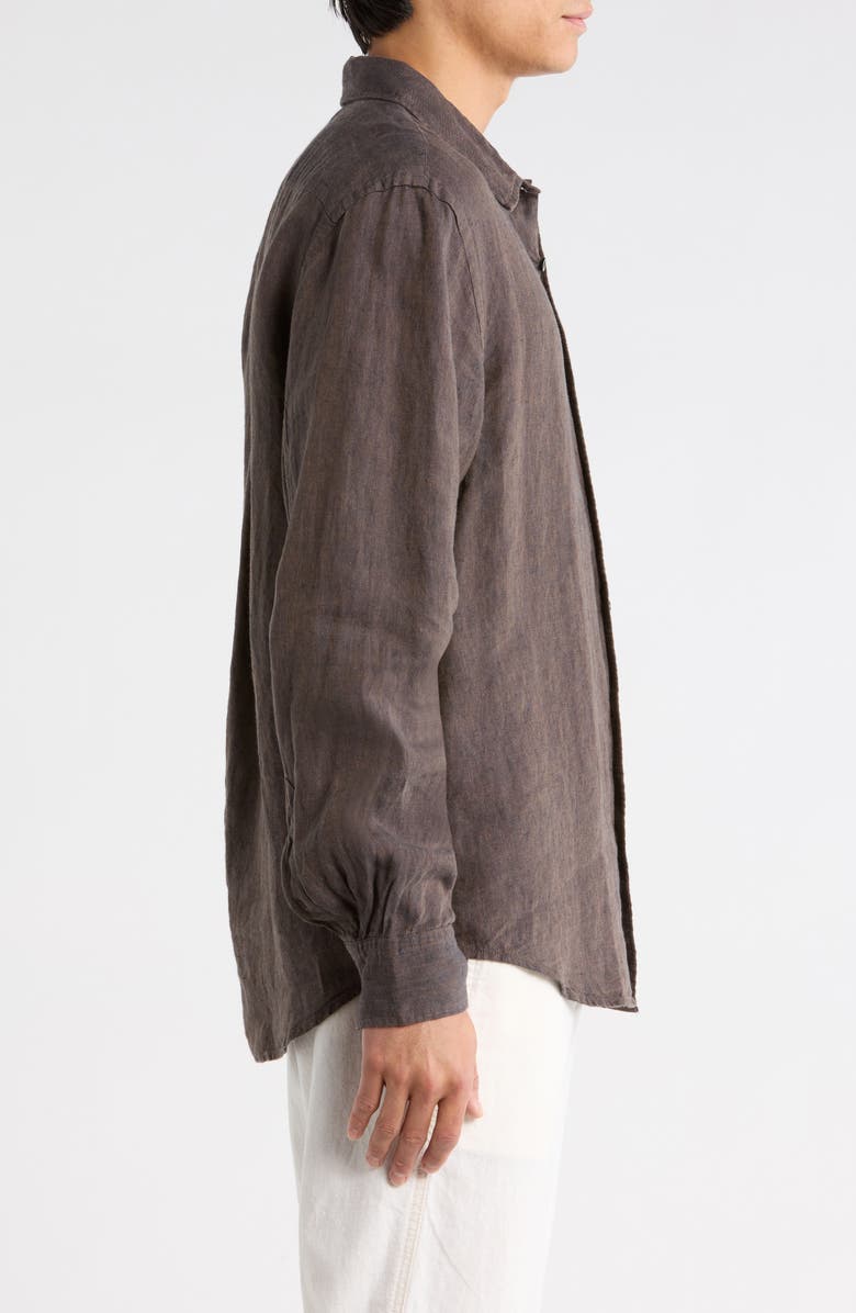 Madewell Linen & Organic Cotton Button-Up Shirt, Alternate, color, Chocolate