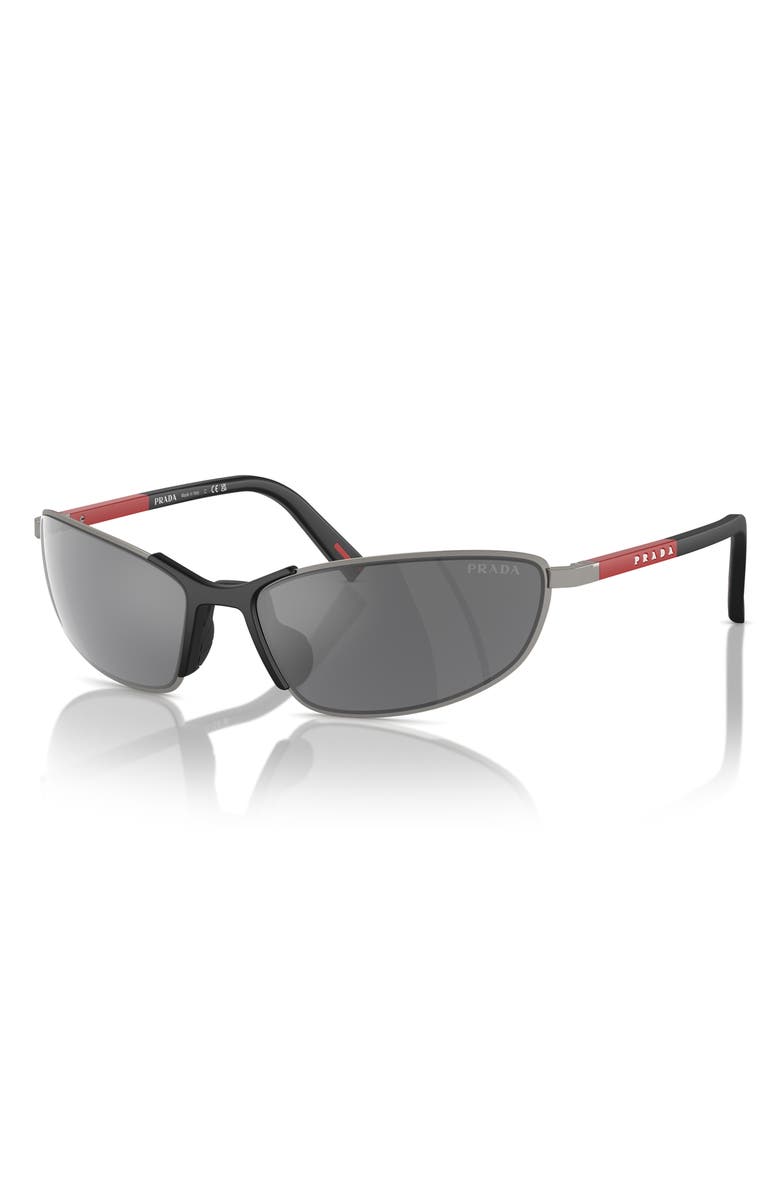 Prada Linea Rossa 60mm Oval Sunglasses, Alternate, color, Gunmetal