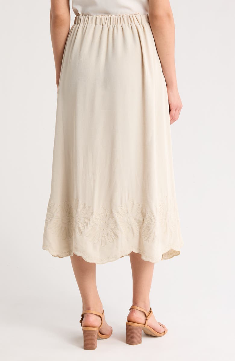 Adrianna Papell Floral Embroidered Midi Skirt, Alternate, color, Bamboo Wood