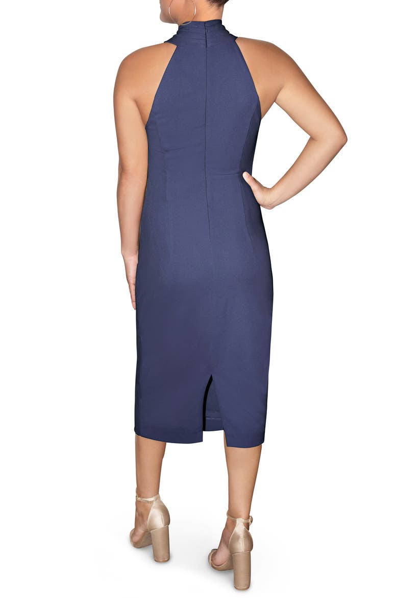 Harland Crossover Halter Midi Dress, Alternate, color, DK BLUE