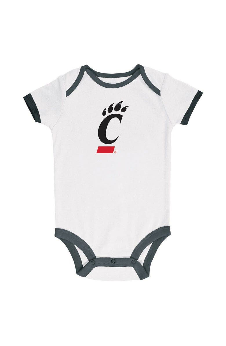 Champion Infant Champion Black/Heather Gray/White Cincinnati Bearcats Three-Pack Bodysuit Set, Alternate, color, 