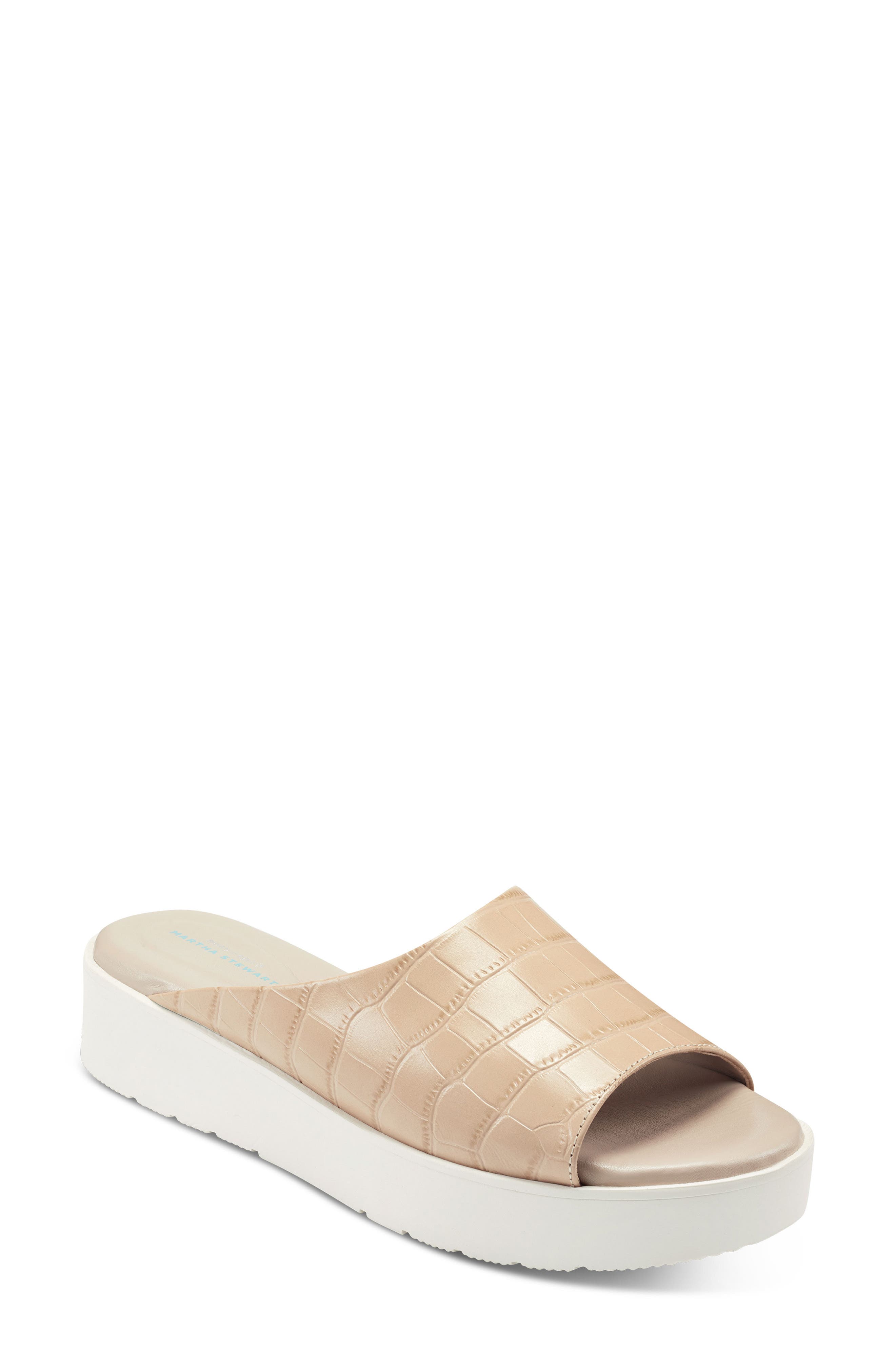 x Martha Stewart Francey Slide Sandal, Main, color, NATURAL LEATHER