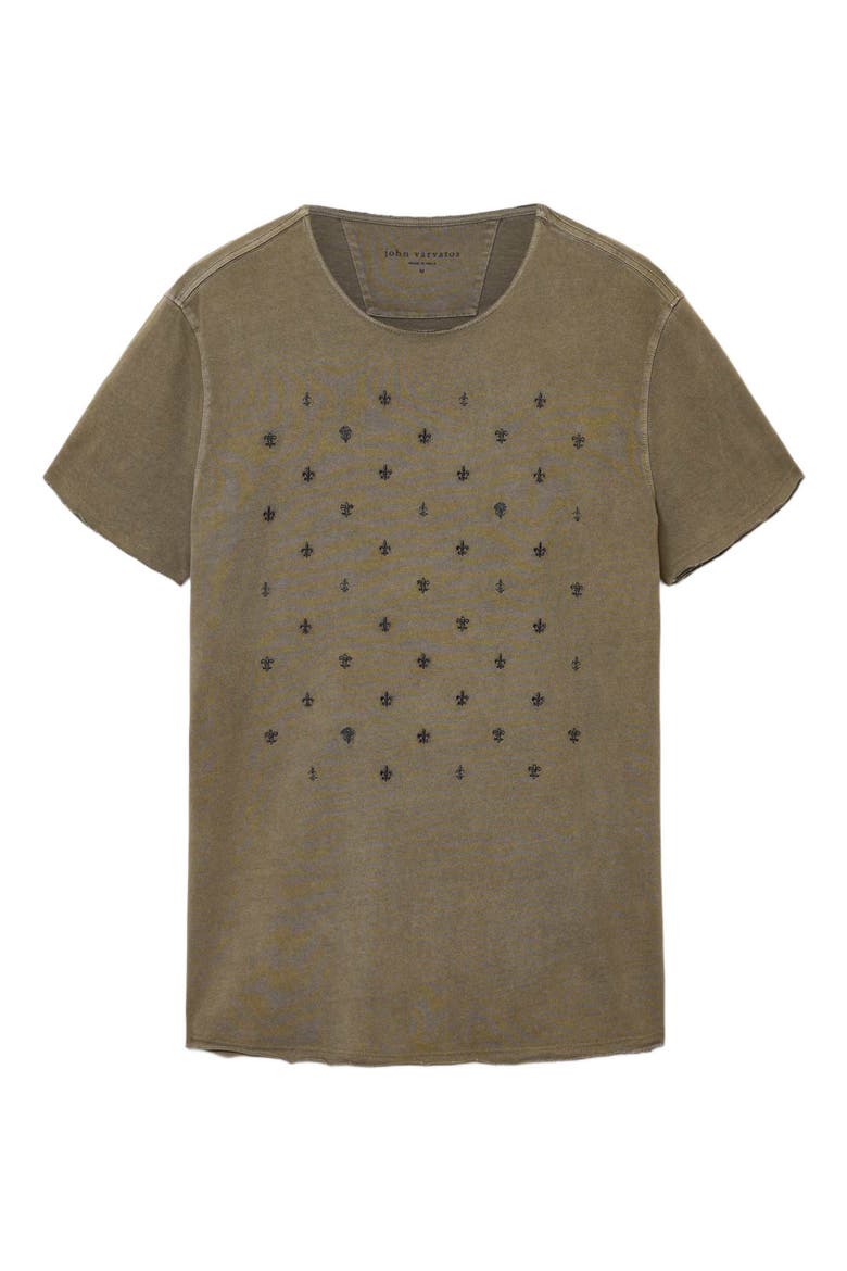 Fleur de Lis Embroidered T-Shirt, Alternate, color, EUCALYPTUS