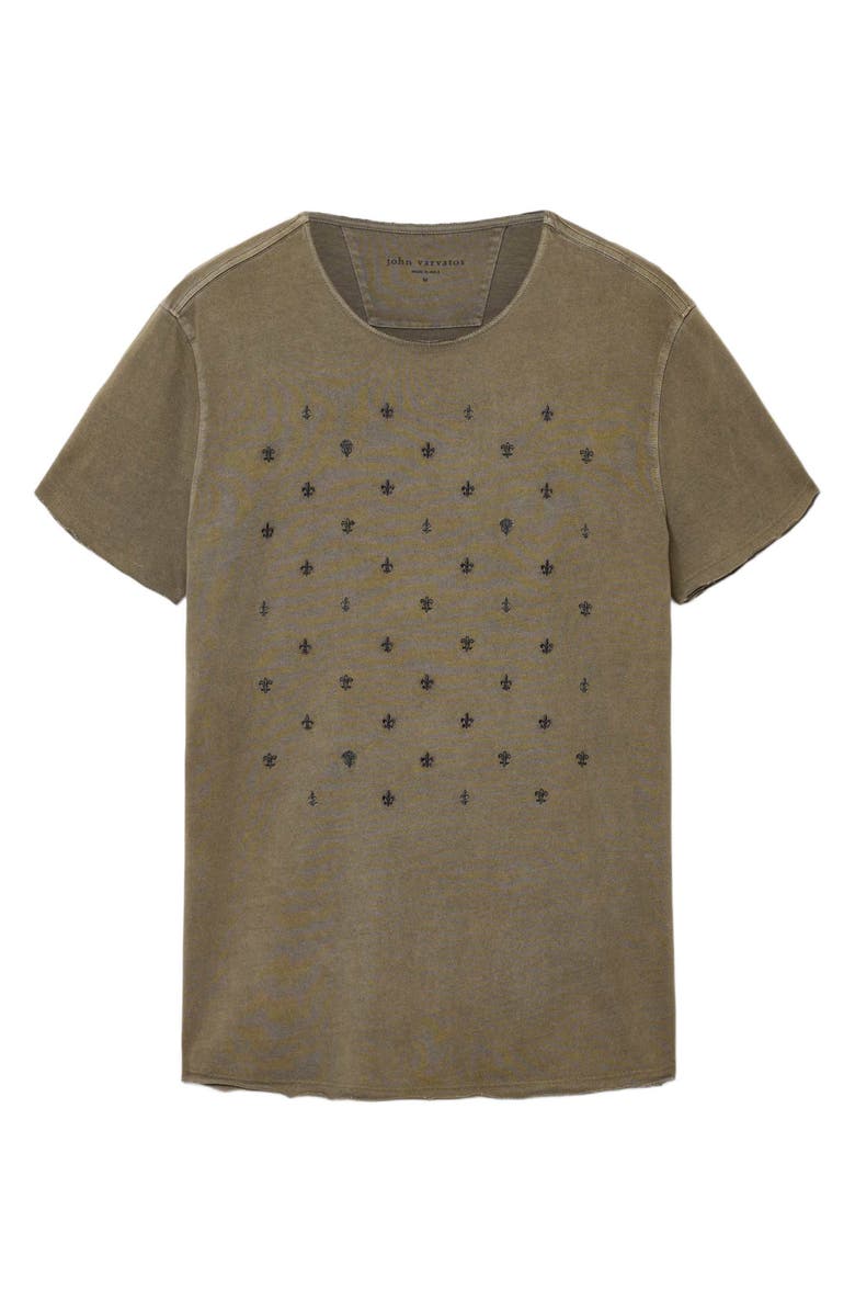 John Varvatos Fleur de Lis Embroidered T-Shirt, Alternate, color, Eucalyptus