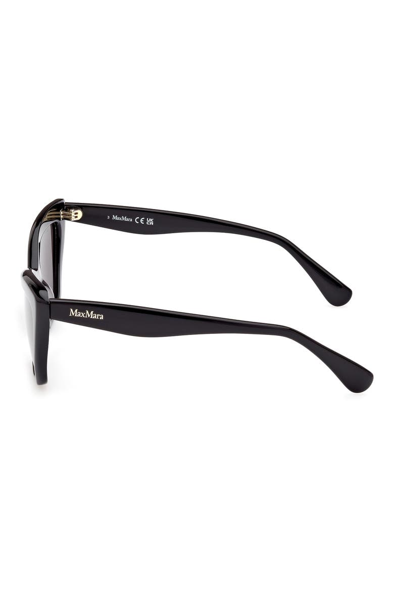57mm Cat Eye Sunglasses, Alternate, color, SHINY BLACK / SMOKE