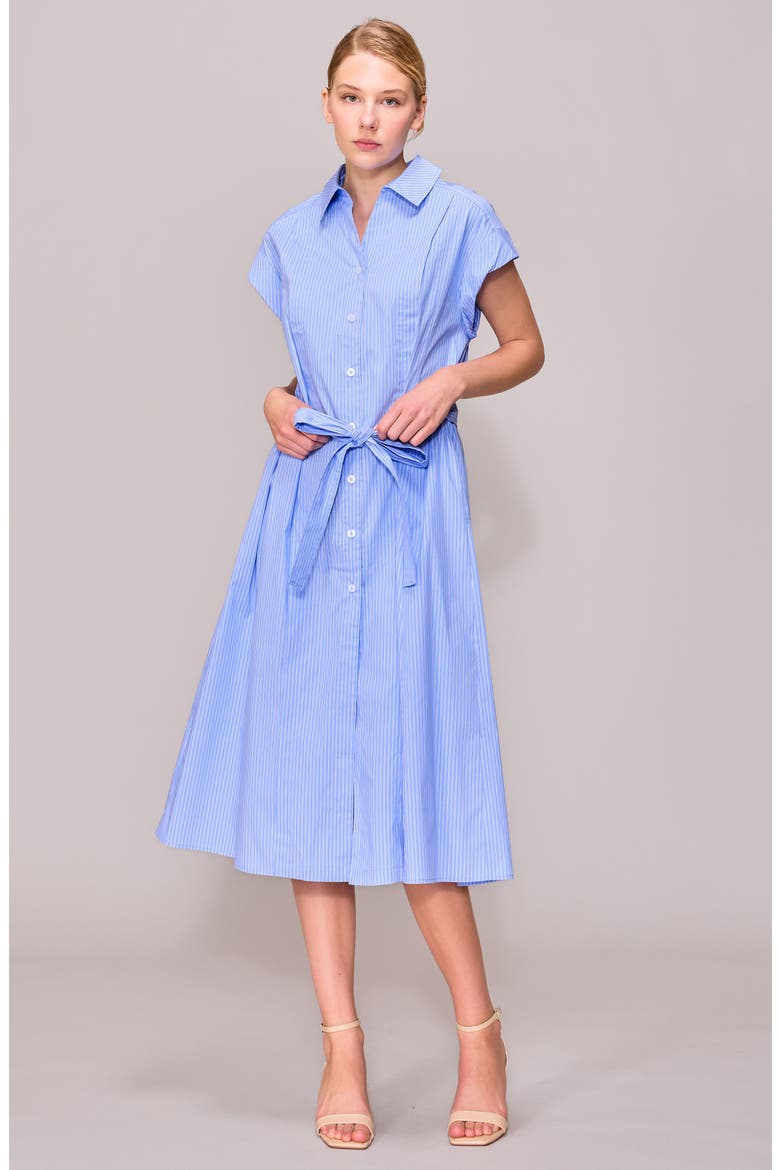 Cap Sleeve Shirtdress, Alternate, color, BLUE/ IVORY STRIPE