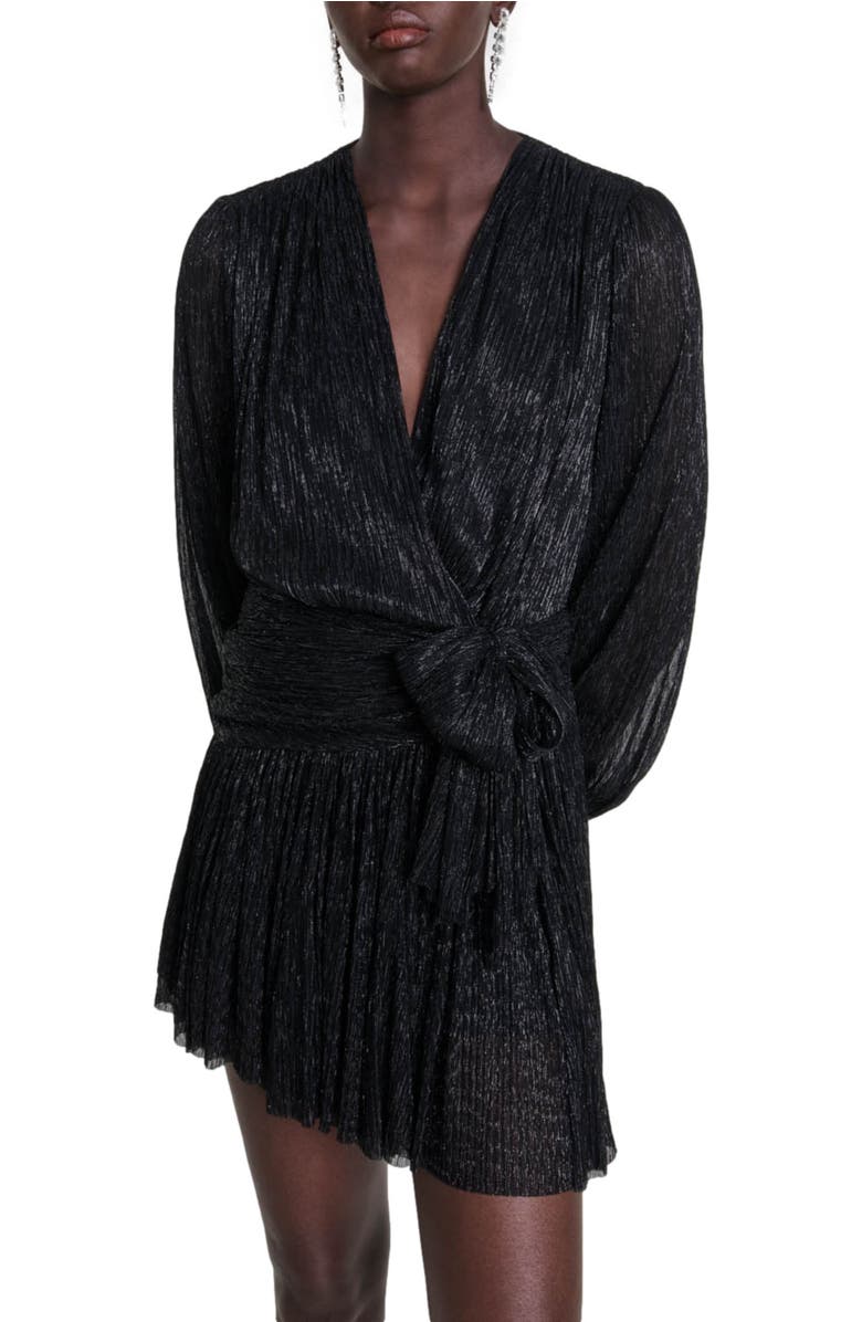 maje Short lamé dress, Alternate, color, 