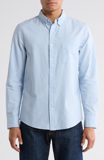 14th & Union Solid Cotton Button-down Shirt In Blue Thread - White