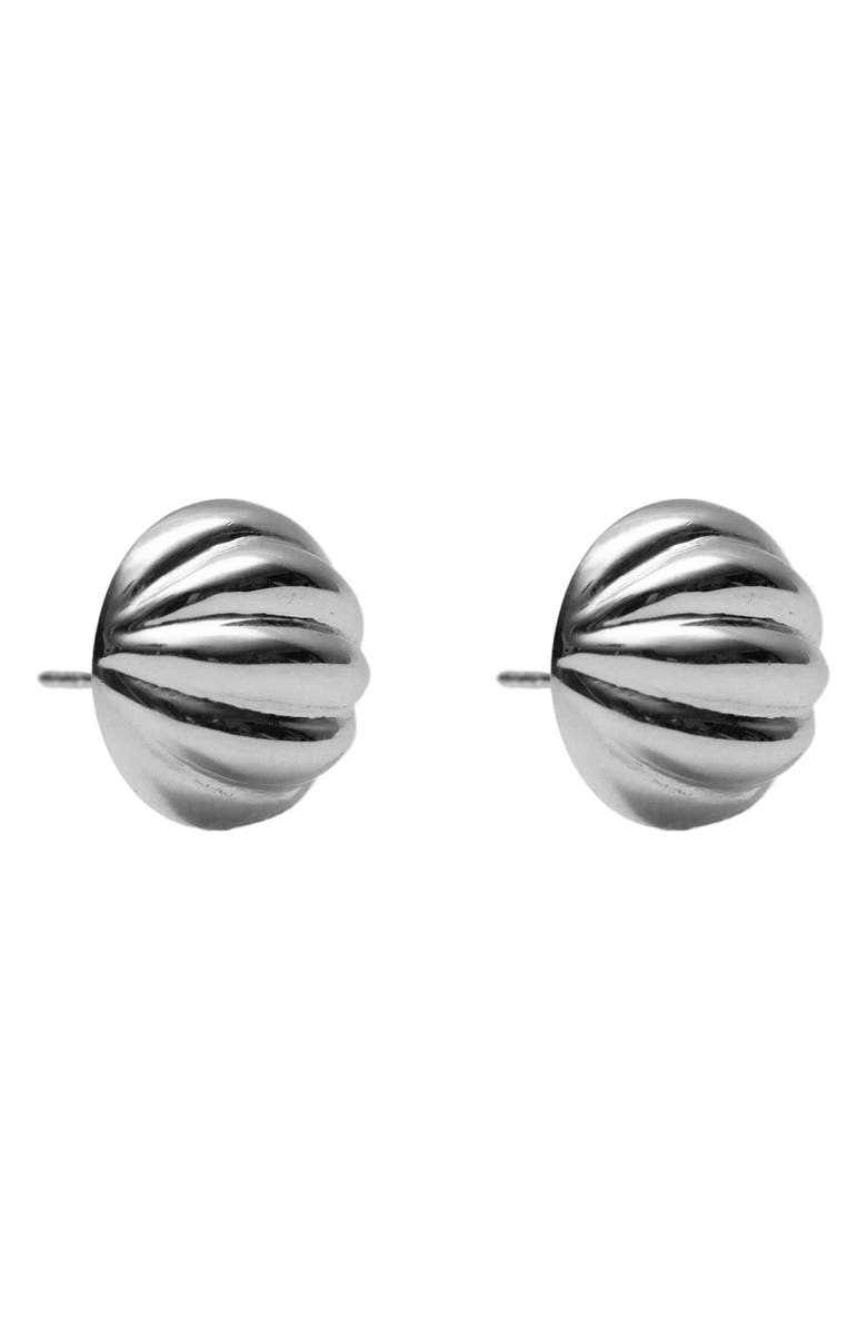 ARGENTO VIVO Ribbed Button Stud Earrings, Main, color, Silver