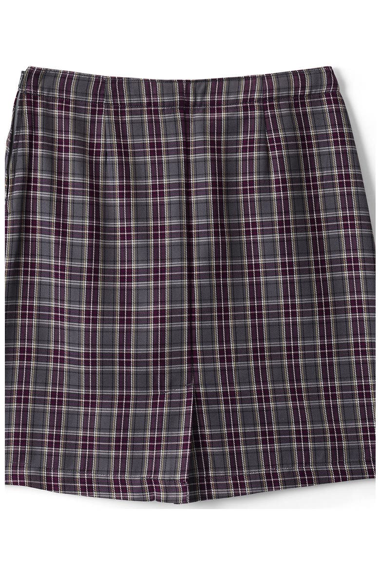 Girls Top Of Knee Plaid Skort, Alternate, color, Plaid Gray Heather/Maroon
