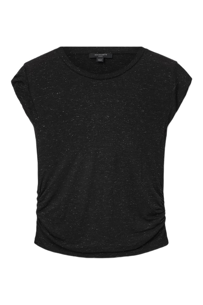 Metallic Cap Sleeve Top, Alternate, color, BLACK