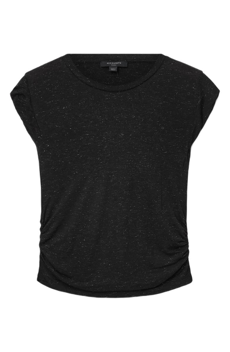 AllSaints Metallic Cap Sleeve Top, Alternate, color, Black
