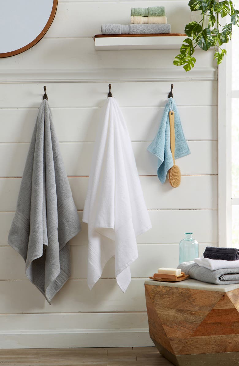 Woven & Weft Quick-Dry Cotton 4-Pack Bath Towel Set, Alternate, color, Grey