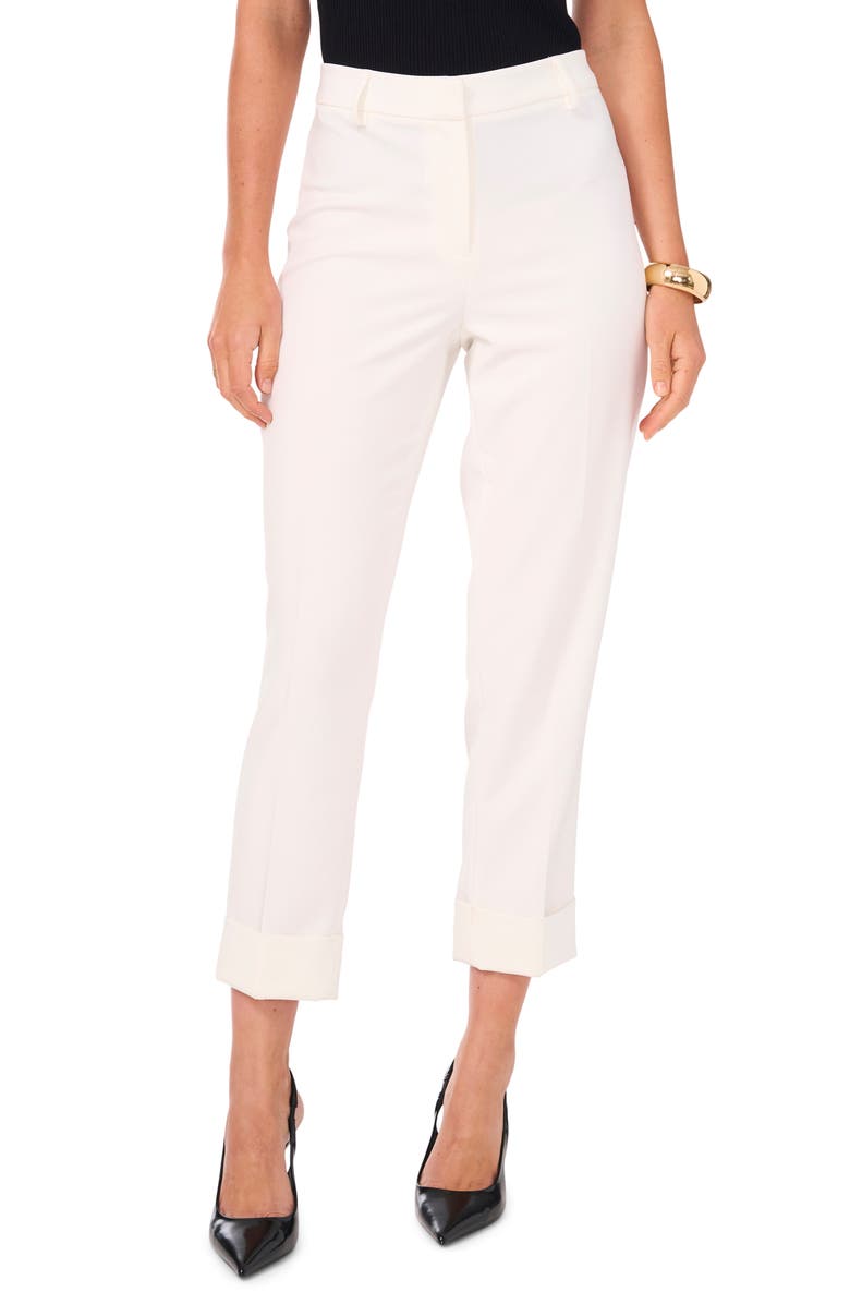 Vince Camuto Large Cuff Tailored Pants, Main, color, New Ivory