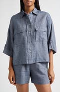 Eleventy Linen Blend Button-Up Shirt