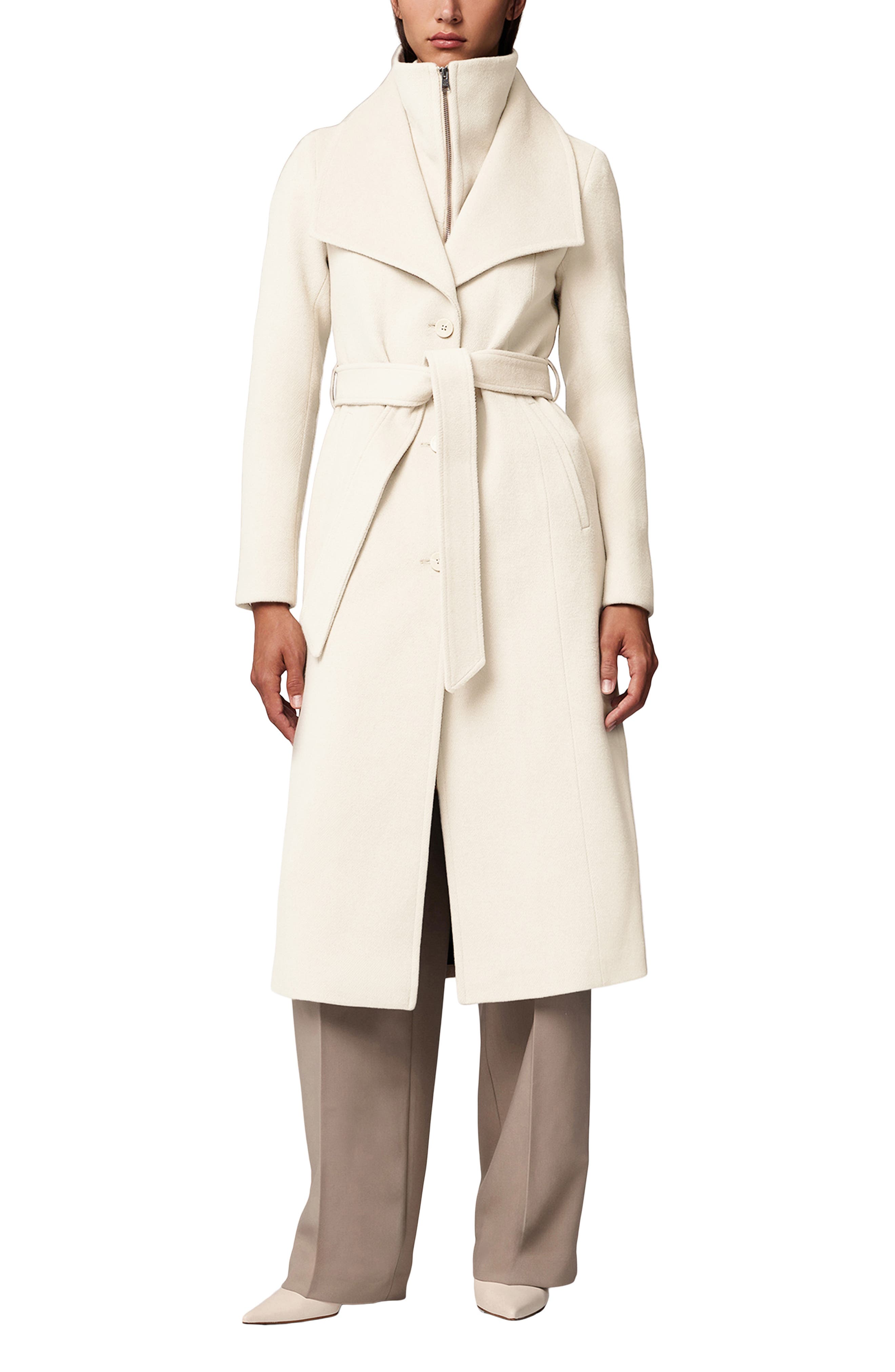 Soia & Kyo Ilana Bib Detail Wool Blend Trench Coat