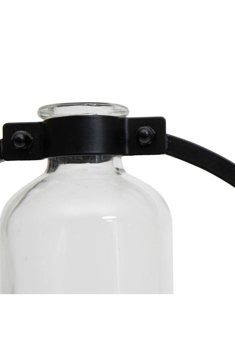 Black Metal & Glass Vase, Alternate, color, Black