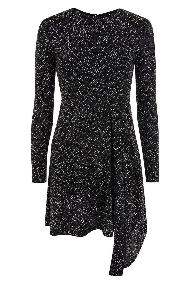 Asymmetrical Drape Glitter Dress, Alternate, color, BLACK MULTI