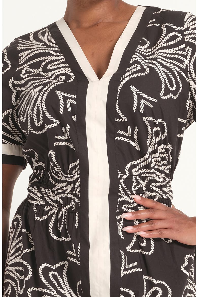 Lune Print Midi Dress, Alternate, color, BLACK/ MILK