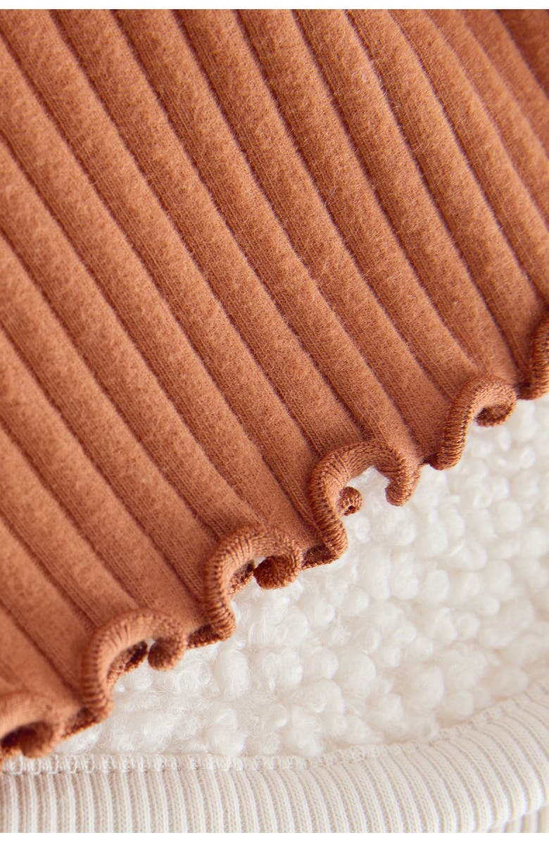 NEXT Kids' Fuzzy Fleece Sweatshirt & Rib Flare Leg Pants Set, Alternate, color, Cream