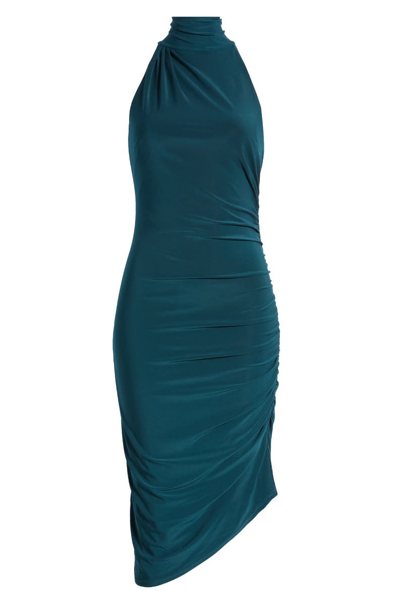 Jewel Badgley Mischka Ruched Halter Neck Asymmetric Hem Cocktail Dress, Alternate, color,