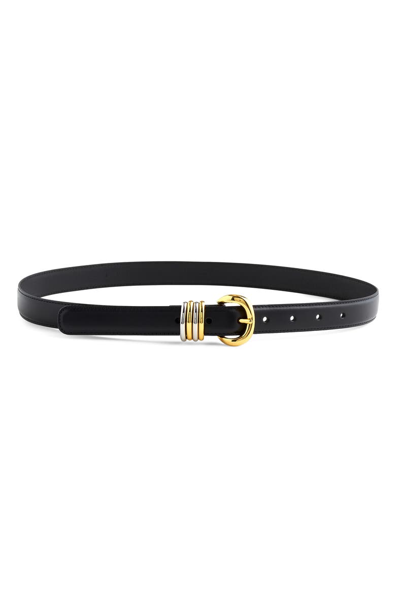 Madewell Mixed Metal Keeper Leather Belt, Main, color, True Black