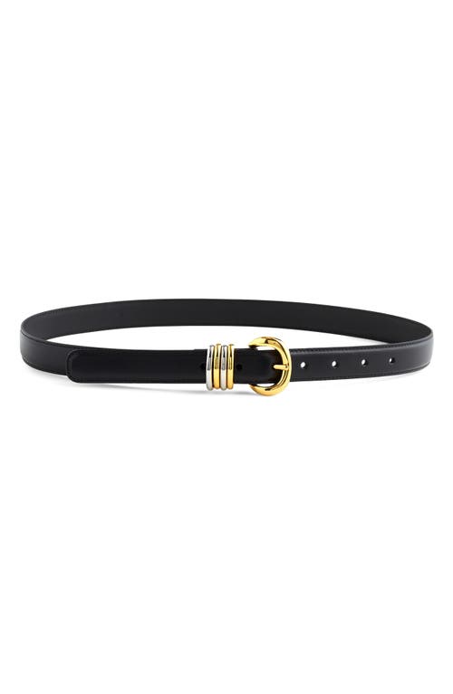 Madewell Mixed Metal Keeper Leather Belt In Black