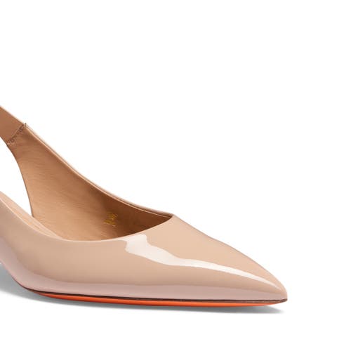 Shop Santoni Patent Leather Mid-heel Slingback In Pink